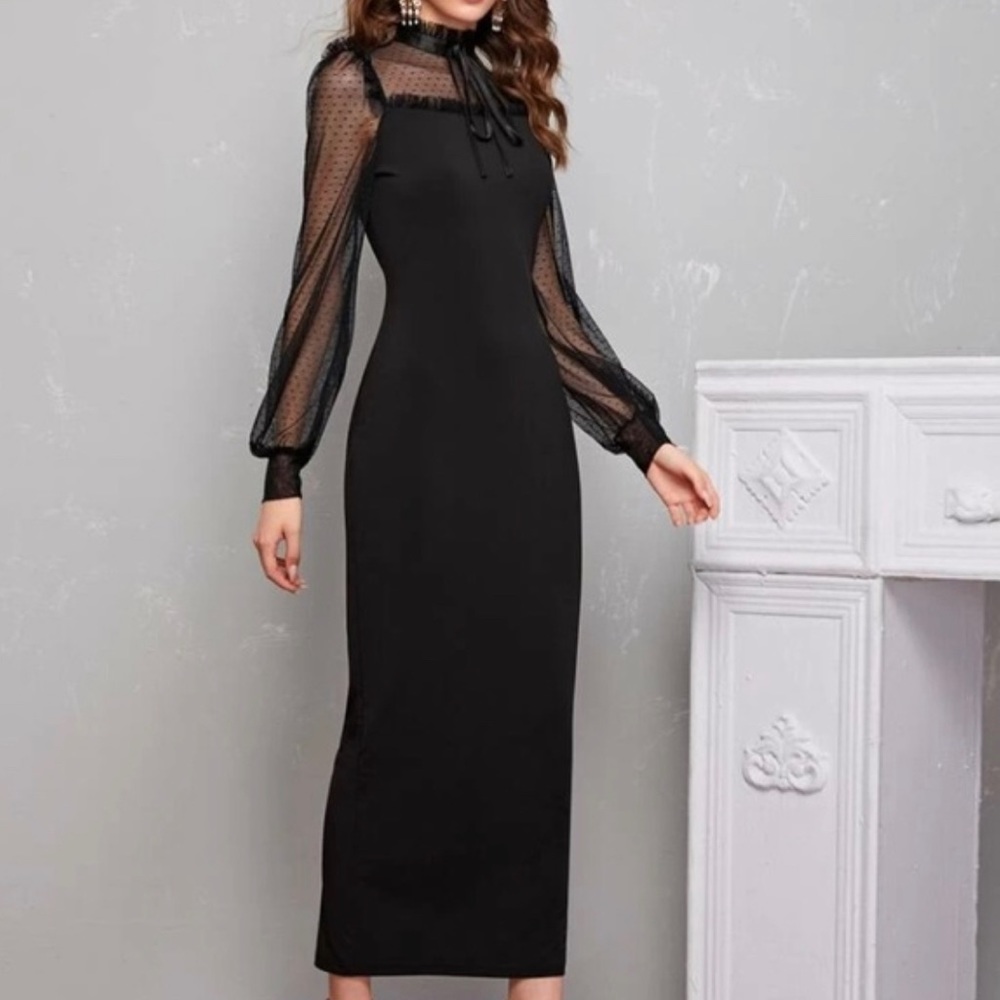 Beautiful frill trim pencil hem dress